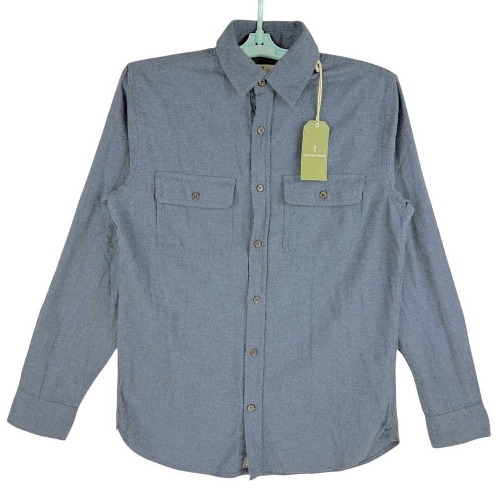 Mutual Weave Men's Long Sleeve Flap Pockets Collared Blue Shirt Size Small NWT